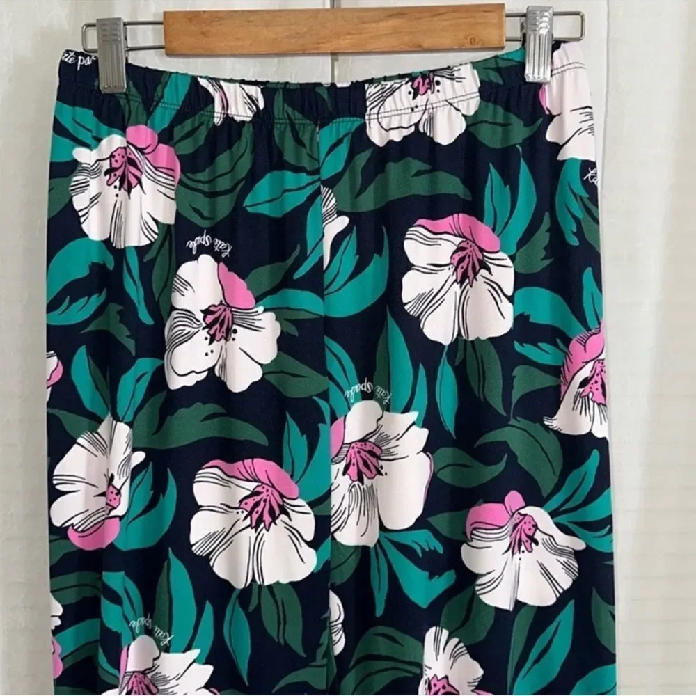 kate spade S Navy Pink White Black Floral Blossom Cozy PJ Short Sleeve & Pants